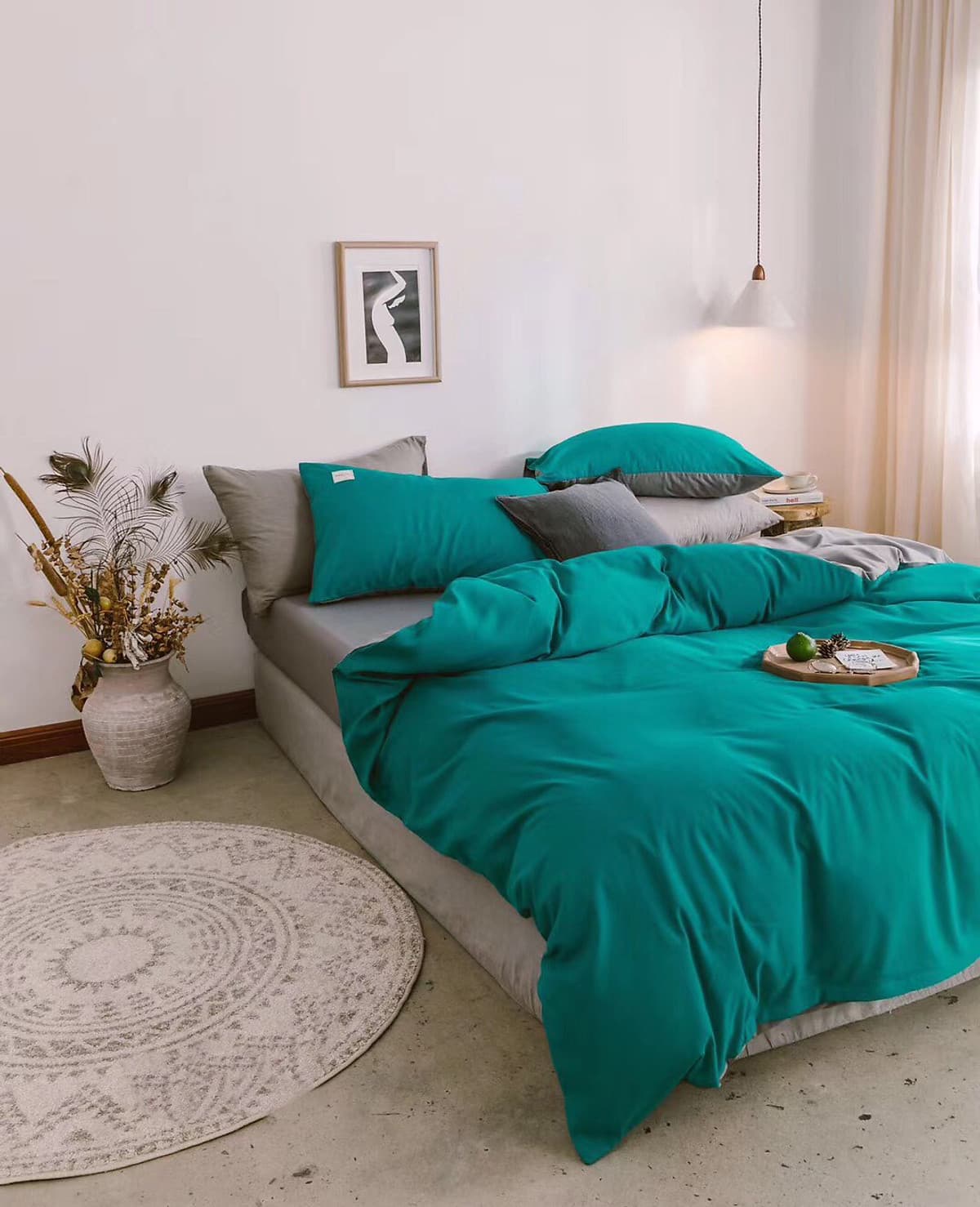 Bộ 4 món chăn ga gối cotton Tici cao cấp TC45 hàng đẹp (set gồm 1 ga, 1 chăn có khóa lồng được ruột, 2 vỏ gối)