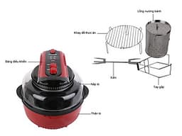 Nồi Chiên Không Khí Đa Năng Tiross TS903 - 11L (Đỏ Đen) - Hàng chính hãng