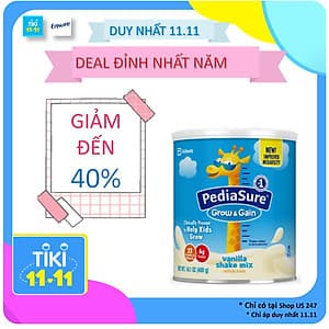 Sữa bột dinh dưỡng PediaSure Grow & Gain hương Vani 400gr (Mẫu mới - Non-GMO)