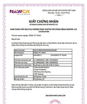 COMBO USB Chữ ký số Newca gói 3 năm + Hóa đơn điện tử Cyberbill 300 số