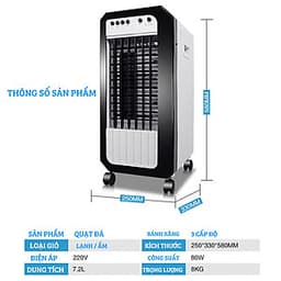 Quạt Hơi Nước - Quạt Điều Hòa Bằng Hơi Nước Đá - Có Tặng Kèm Hộp Đá Lâu Tan