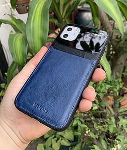 Ốp lưng da kính cao cấp dành cho iPhone 11 - Màu xanh - Hàng nhập khẩu - DELICATE