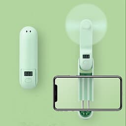 Quạt mini cầm tay kiêm pin sạc dự phòng và kẹp điện thoại 3 trong 1 nhỏ gọn tiện lợi dung lượng 1200mAh thiết kế mặt LED điện tử
