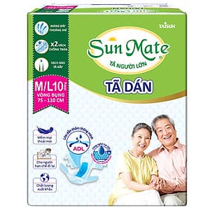 Combo 2 Tã Dán Người Lớn SunMate G2 Size M/L10 (10 Miếng)