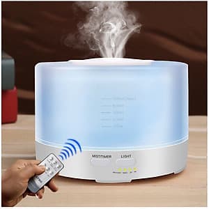Máy khuếch tán tinh dầu trụ trắng 500ml có remote điều khiển từ xa
