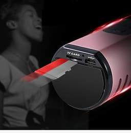 Micro Kèm loa karaoke Bluetooth hát karaoke bằng điện thoại cao cấp PKCB BM06 cắm thẻ nhớ có thể dùng trợ giảng 3 trong 1 Vàng ánh kim