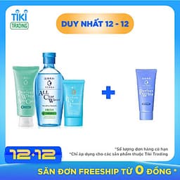 Bộ sản phẩm Senka làm sạch và chống nắng dành cho da mụn (Senka A.L.L.Clear Water Fresh 230ml + SRM Acne Care 100g + Senka Perfect UV Essence 50g)