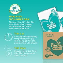 Tã quần Giữ dáng Pampers Megabox thùng tiết kiệm M180  -  Tặng 1 túi Downy Dịu nhẹ 800ml