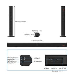 Loa thanh loa soundbar dùng cho smart tivi SK30-Optical có ổ cắm đa năng đi kèm