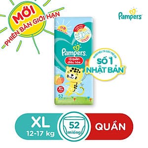 Combo 3 Tã Quần Pampers Điều Hoà Gói Lớn XL52 Tặng 1 Túi Nước Giặt Ariel 1.4kg