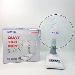 Quạt tích điện Matika 18W nhỏ gọn, thích hợp nhiều không gian màu trắng xám MTK-6312
