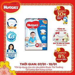 Tã Dán Huggies Dry Gói Cực Đại M76 (76 Miếng) - Bao Bì Mới 