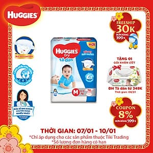 Tã Dán Huggies Dry Gói Cực Đại M76 (76 Miếng) - Bao Bì Mới 