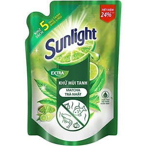 Combo 2 Nước Rửa Chén Sunlight Khử mùi tanh Matcha Trà Nhật (2.1kg x 2)