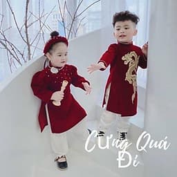 áo dài cách tân nhung rồng bé trai cổ ngọc bé gái
