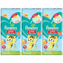 Combo 3 Tã Quần Pampers Điều Hoà Gói Lớn XL52 Tặng 1 Túi Nước Giặt Ariel 1.4kg