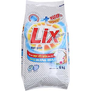 Bột Giặt Lix Extra Hương Hoa 6Kg EB006 - Tẩy Sạch Vết Bẩn Cực Mạnh