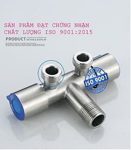 Van Nước 2 cổng xả có điều khiển riêng biệt dạng vòi chia nước. Đường kính van 20mm, Chất liệu bằng Inox 