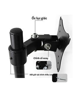 Giá treo màn hình xoay 360 độ - Chân đứng - Tay dài 23 cm, kẹp bàn, hàng nhập khẩu