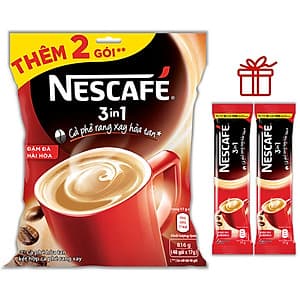 NESCAFÉ 3in1 Cà phê rang xay hòa tan Đậm đà hài hòa (Túi 46 gói x 17g) - Tặng thêm 2 gói