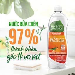Nước Rửa Chén Gốc Thực Vật Seventh Generation Clementine Zest & Lemongrass Hương Cam Xả - 750Ml