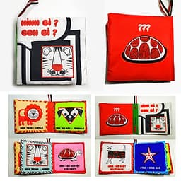  Bộ 6 sách vải Song ngữ VIỆT - ANH kích thích thị giác cho bé (PiPô Việt Nam)