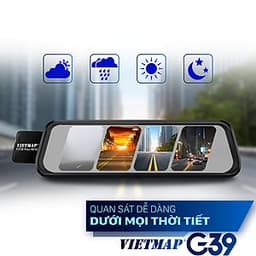 Vietmap G39 - Camera hành trình Dạng gương TRÀN VIỀN điện tử thông minh  - HÀNG CHÍNH HÃNG