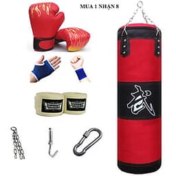 Vỏ Bao Cát Đấm Bốc 3 Lớp Cao Cấp – 8 Phụ kiện – Vỏ Bao Đấm Boxing Chính Hãng Amalife, Trụ Đấm Bốc Treo