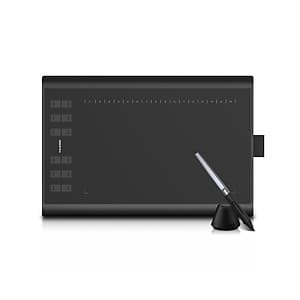 Bảng vẽ micro USB Huion H1060P với 12 nút phím cơ đi kèm với bút vẽ lớn không pin