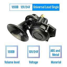 12V/24V 120DB Loud Single Trumpet Snail Air Horn Siren Waterproof Speaker Universal For Car Truck Bus Van - Black