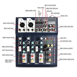 Bộ Mixer Âm Thanh F4 - USB Bluetooth Cao Cấp - Mixer Hát Live - Thu Âm - Karaoke 4178