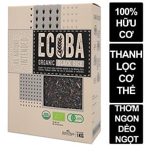 Gạo lứt đen hữu cơ cao cấp/ECOBA Huyền Mễ 1kg - Thơm ngon dẻo ngọt - Thanh lọc cơ thể