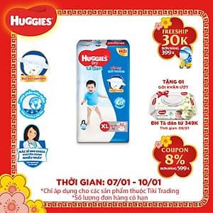 Tã Dán Huggies Dry Gói Cực Đại XL62 (62 Miếng) - Bao Bì Mới