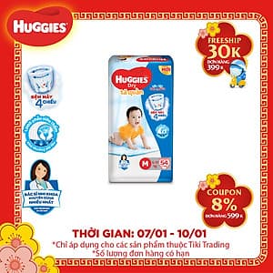Tã Quần Huggies Dry Gói Đại M54 (54 Miếng) - Bao Bì Mới