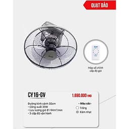 Quạt đảo trần MITSUBISHI CY16-GV SF-GY màu xám  49W cao cấp Made in Thailand- Hàng chính hãng 
