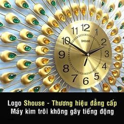 Đồng Hồ Treo Tường Con Chim Công Kim Trôi A25 Nghệ Thuật Cao Cấp Shouse hiện đại 3D kích cỡ lớn đẹp treo phòng khách