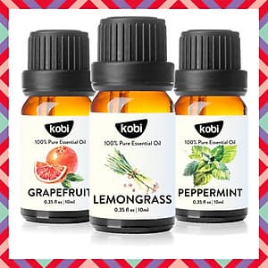 Tinh Dầu Xông Phòng Sả Chanh Kobi (10ml) + Tinh Dầu Bưởi Hồng Kobi (10ml) + Tinh Dầu Bạc Hà Kobi (10ml) Nguyên Chất Giúp Kháng Khuẩn, Khử Mùi, Giảm Stress Hiệu Quả - Tinh Dầu Thiên Nhiên
