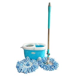 Bộ Lau Nhà Lồng Inox Homeeasy Supper Price 666 (Xanh) - 2 bông lau (Màu Ngẫu Nhiên)