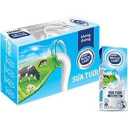 Thùng 48 Hộp Sữa Tươi Tiệt Trùng Dutch Lady Cô Gái Hà Lan Không Đường (48X180ml)