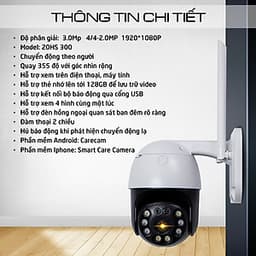 Camera Wifi Quan Sát Ngoài Trời, Model 20HS300, 3.0 FULL HD 1080 Xoay 360 Độ, Góc Nhìn Rộng, Hàng Nhập Khẩu 