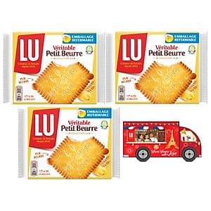 Combo 3 hộp bánh Lu Veritable Petit Beurre 200g Tặng xe bus mini LU