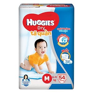 Tã Quần Huggies Dry Gói Đại M54 (54 Miếng) - Bao Bì Mới