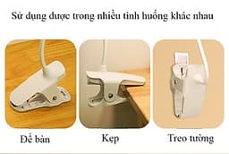 Đèn Bàn Học Đọc Sách, Làm Việc (Học Sinh, Sinh Viên, Văn Phòng) Cao Cấp Kẹp Bàn – 03 Mức Độ Ánh Sáng Vàng Bảo Vệ Mắt Chống Cận Pin 2500 mAh