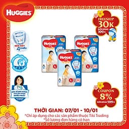 Combo 3 Gói Tã Quần Huggies Dry Gói Cực Đại L68 (68 Miếng) - Bao Bì Mới