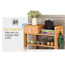 Kệ giày bằng gỗ, A240 kiểu đứng 5 tầng, cao 80cm x rộng 60cm x sâu 24cm, gỗ tự nhiên được xử lý trống mối mọt, tủ giày đa tầng để được nhiều loại giày dép, guốc, kệ giày đa năng với tủ nhỏ chứa nhiều đồ dụng nhỏ, treo thêm chìa khóa, ô dù, áo mưa