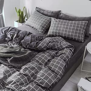 Bộ chăn ga gối cotton cao cấp PL1 Kẻ dạ tặng móc khóa