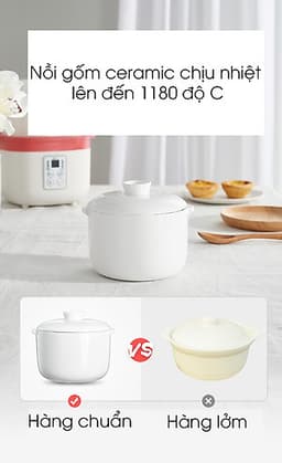 Nồi điện nấu cháo chậm đa năng bằng sứ ceramic KARPELLE (ANH) tự động, dành cho bé ăn dặm (hấp, nấu, chưng, hầm, hâm nóng) 0,8L (đỏ)