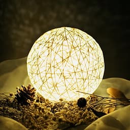Đèn Ngủ Quả Cầu Mây Để Bàn SPEVI - Điều Chỉnh Độ Sáng, Làm Đèn Ngủ Trang Trí, Quà Sinh Nhật Cực Đáng Yêu, Đầu USB, Adapter USB Tiện Lợi, Đế Gỗ Xếp Sang Trọng, Bóng Đèn Led Vô Cùng Tiết Kiệm Điện - Hàng Chính Hãng