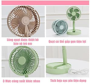 Quạt Tích Điện Đa Năng XM66-28, Pin 1200mAh, Có Thể Gấp Gọn Tiện Lợi (Màu Ngẫu Nhiên)