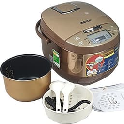 Nồi Cơm Điện Tử 1.8L Matika Đa Chức Năng Nấu Thân Inox Chống Dính 3 Lớp Nấu Cơm,Hấp Bánh,Nấu Cháo Hâm Nóng (Vàng Đồng)-Hàng Chính Hãng